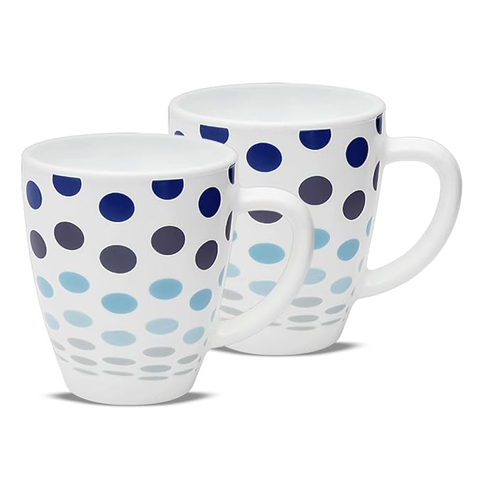 Polka Blue 390 ml Mug Set, Set of 2