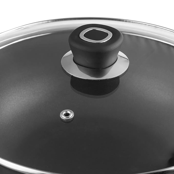 Hard Anodised Non Stick Deep Kadhai with Glass lid - 4.1 L, 26 cm, 3.25 mm Thick, 5X Non Stick