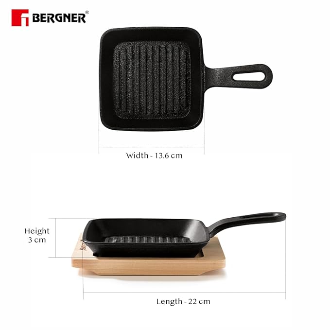 13 cm Griddle Pan, Mini Grill Pan, Pre-seasoned Cast Iron