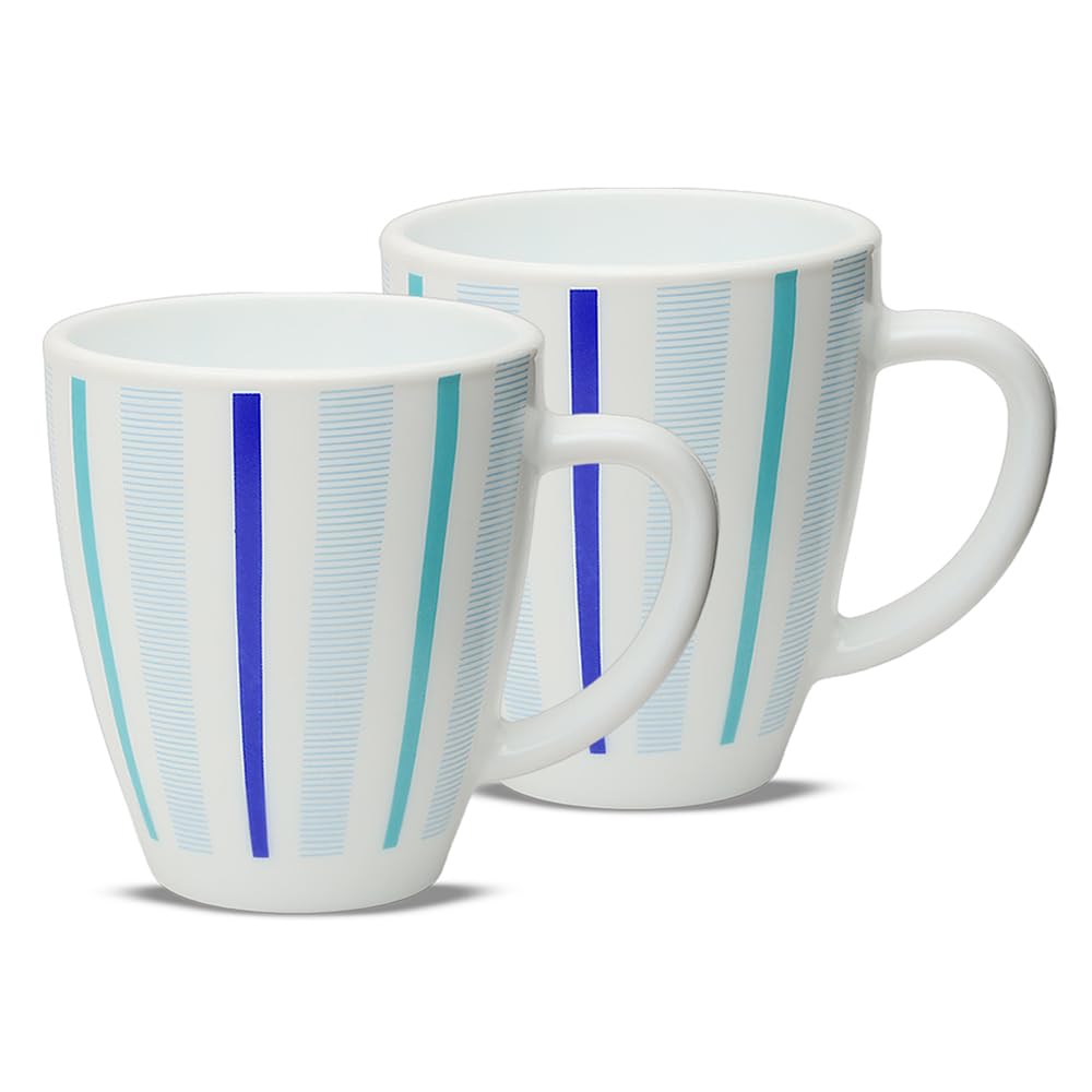 Blue Strip 390 ml Mug Set, Set of 2