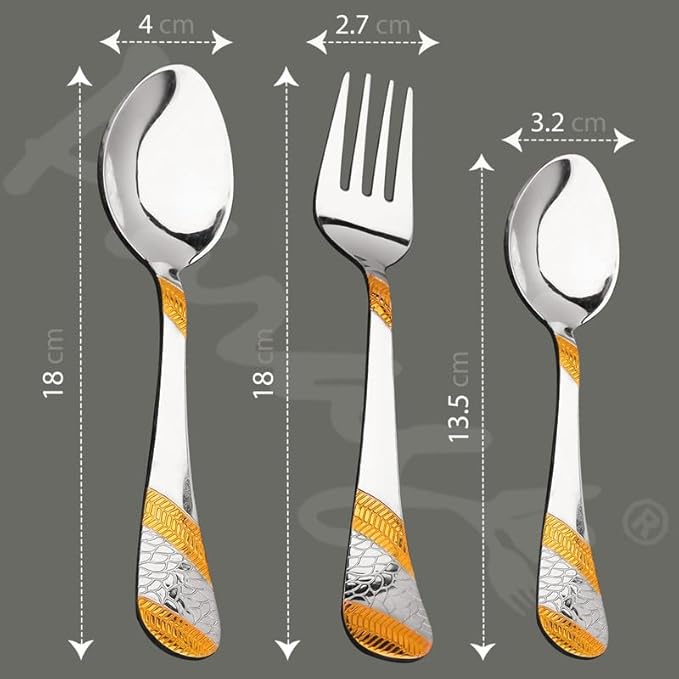 18 Pieces Premium Stainless Steel Golden Cutlery Set Imperial Gold