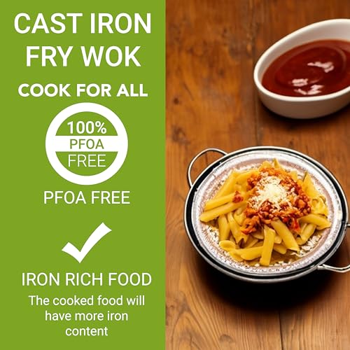 Preseasoned Cast Iron 30 cm Kadhai, Non Toxic and Coating, Pack of 1 Piece, Black