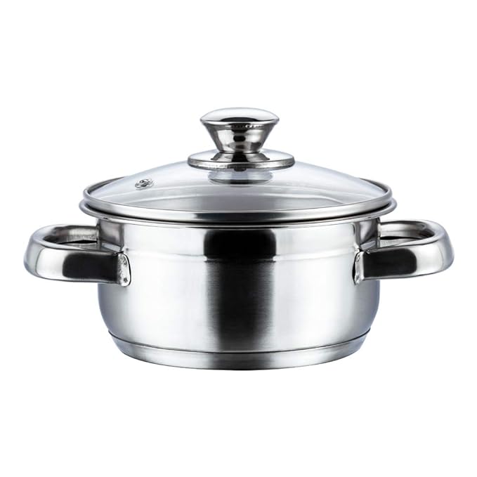 Stainless Steel Saucepot with Glass Lid 3 L, 20 cm, 2.5 mm Thick Base