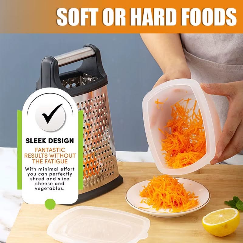 4-Sided Stainless Steel Grater with Storage Box Container - Perfect for Cheese and Vegetable Prep in the Kitchen
