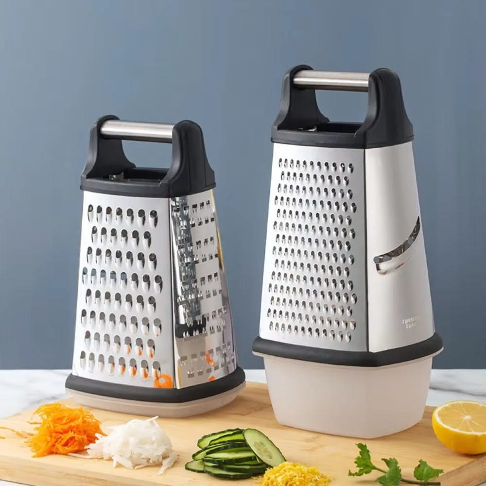 4-Sided Stainless Steel Grater with Storage Box Container - Perfect for Cheese and Vegetable Prep in the Kitchen