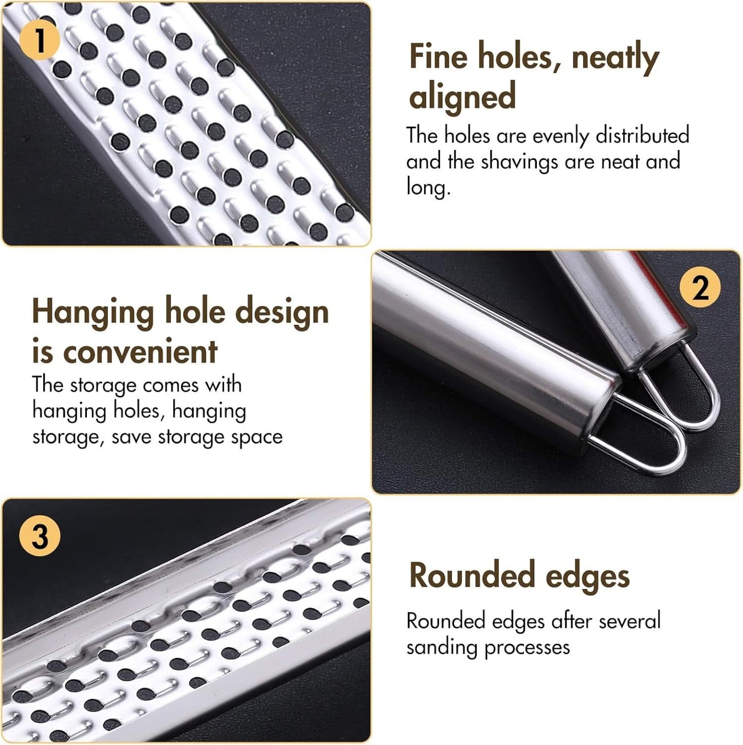 Stainless Steel Cheese Grater with Long Handle & Hanging Hole – Multipurpose Kitchen Gadget for Cheese, Chocolate, Carrot, Ginger, and Parmesan
