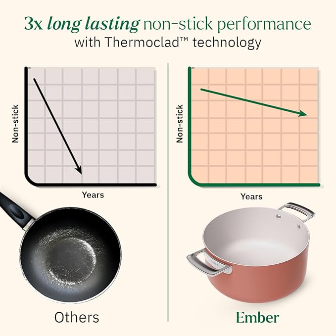 Ceramic Non Stick Dutch Oven 24 cm, Metallic Lid, Stainless Steel Handles, Non Toxic Biryani Pot