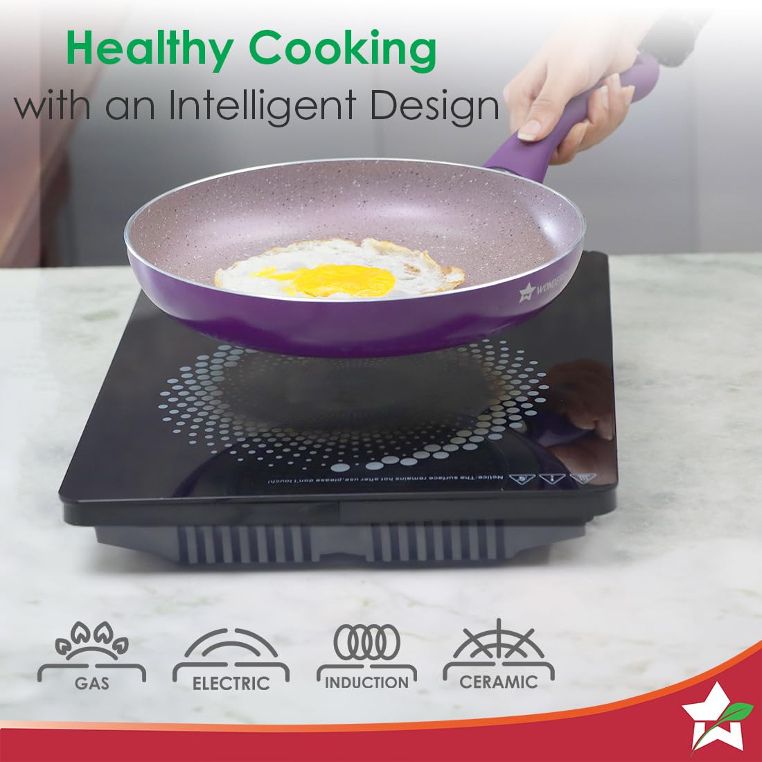 Royal Velvet Non-stick 24 cm Fry pan I Induction Ready, Soft-touch handles, Non - Toxic I Virgin Aluminium