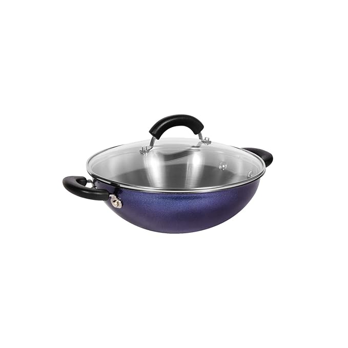 Nickel Free Kadai Steel Kadhai for Deep Frying 26 cm Blue Diamond