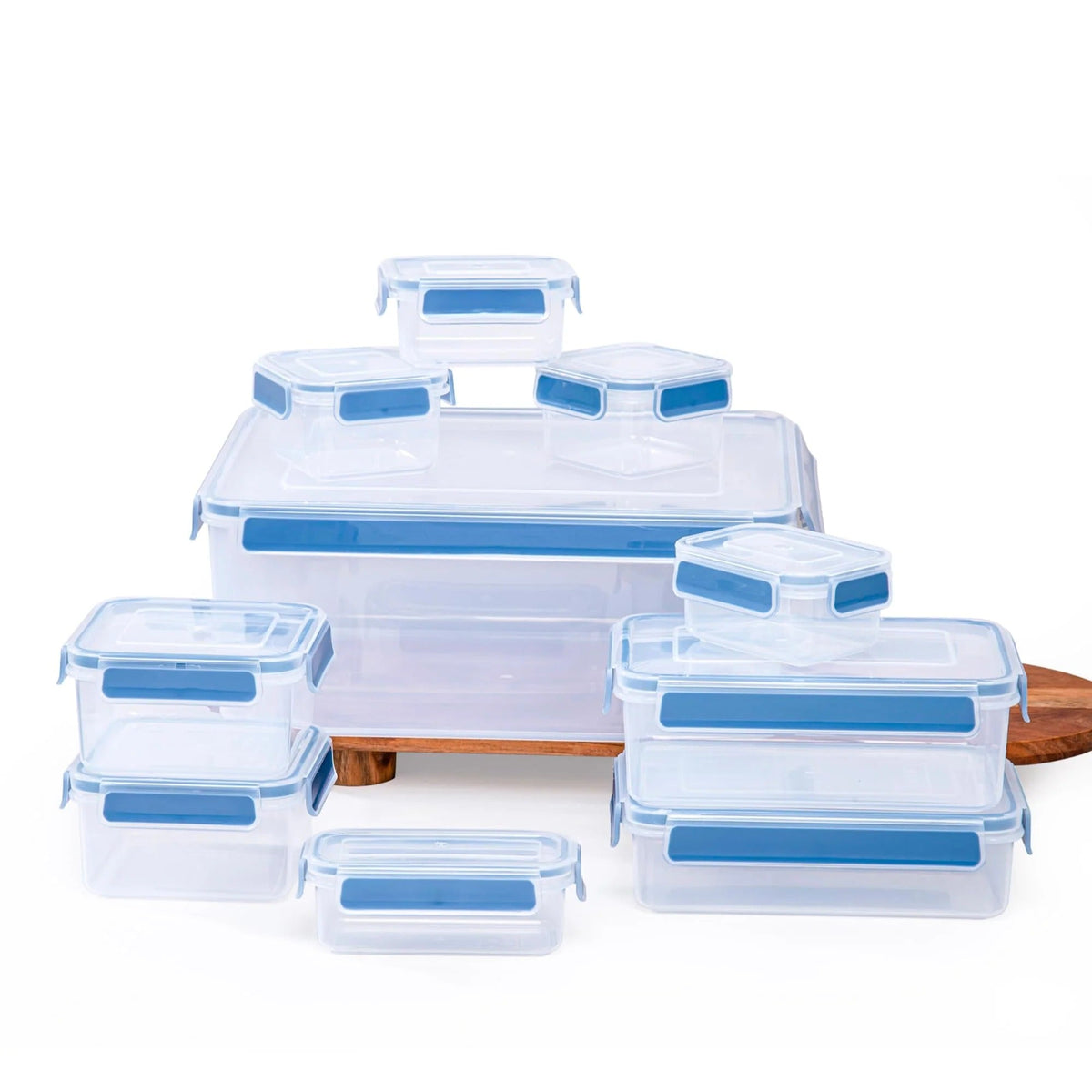 Set of 10 BPA-Free Plastic Storage Containers with Lockable Lids, Airtight, Clear