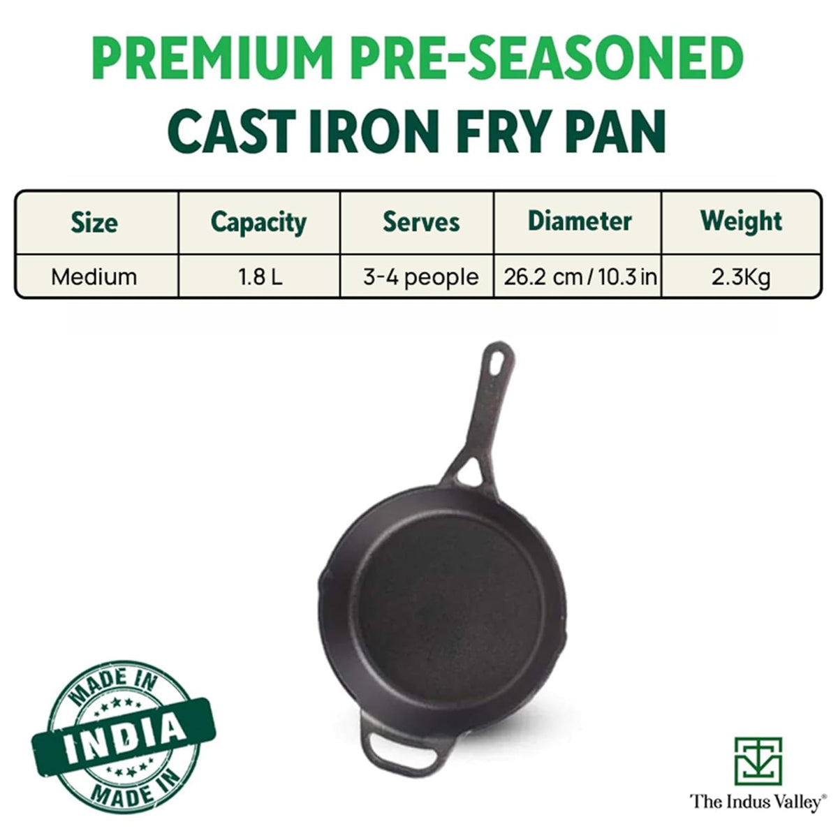 Preseasoned Cast Iron Fry Pan, Skillet With Long Handle