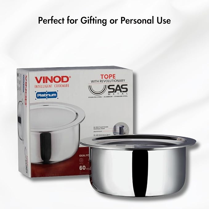 Triply Stainless Steel Tope with Stainless Steel Lid 1.7 L Capacity (16 cm Diameter) - Silver