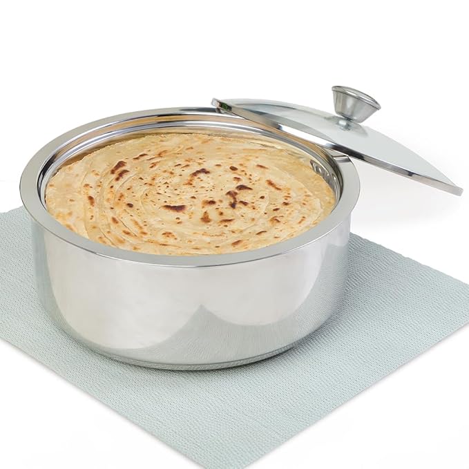 2.5 L Stainless Steel Insulated Roti Server, Odur Proof, Food Grade, Toughned Glass Lid, Puf Insulated