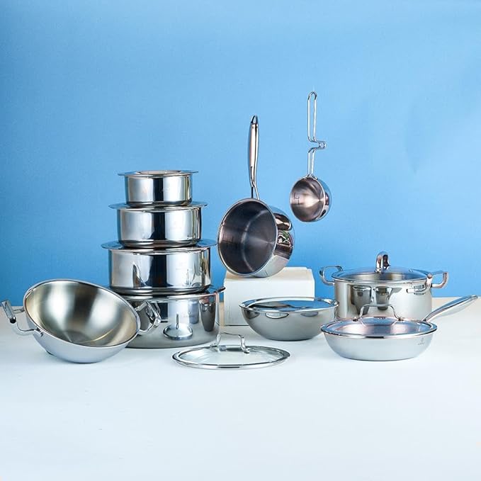 By Jindal Lifestyle Reflecto Triply Stainless Steel Tadka Pan, Tadka Pan Induction Base, 12 cm, Silver