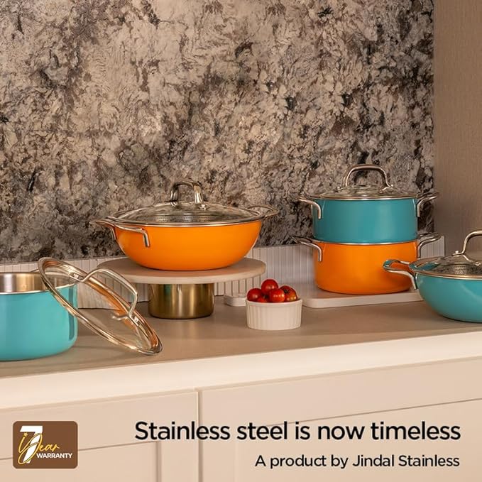 Stainless Steel Triply Casserole With Lid, Biryani Pot, Stock Pot With Lid, Jindal Stainless, 20 cm, 3 L
