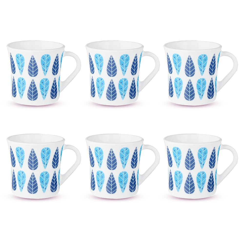 Fable Opalware Mug, Set of 6 Tea/coffee Mugs, 160 ml Each - Design 2