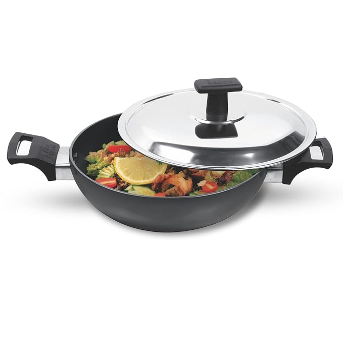 Hard Anodized Kadhai With Stainless Steel Lid, 26 cm / 3.4 L