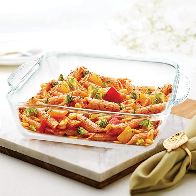 Smartgrip Square Glass Baking Dish Casserole With Handle, Borosilicate Glass, Microwave & Oven Safe