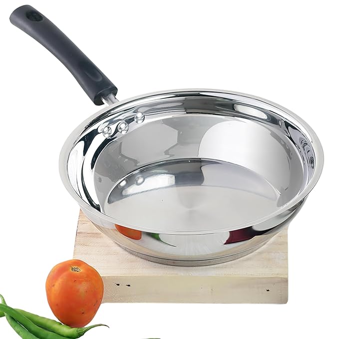 Stainless Steel Frypan - 22 cm, Skillet Pan for Frying, SAS Bottom, Cool Touch Bakelite Handle