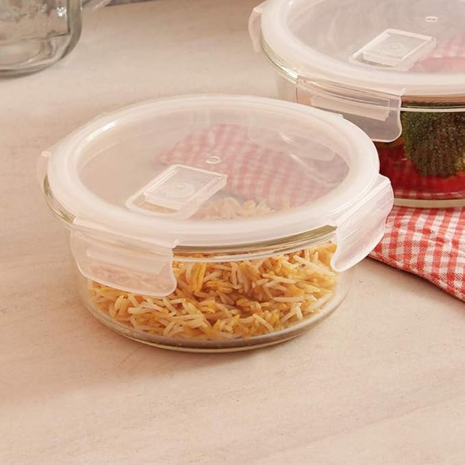 Borosilicate Glass Containers for Kitchen, Storage Box for Kitchen With Air Vent Lid, Set of 1, 580 ml