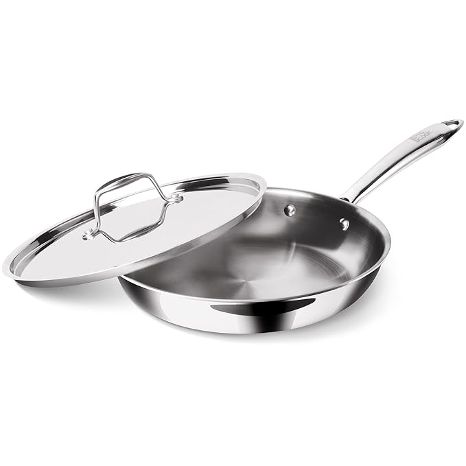 22 cm Frying Pan, Triply Stainless Steel With Lid, 1.5 L