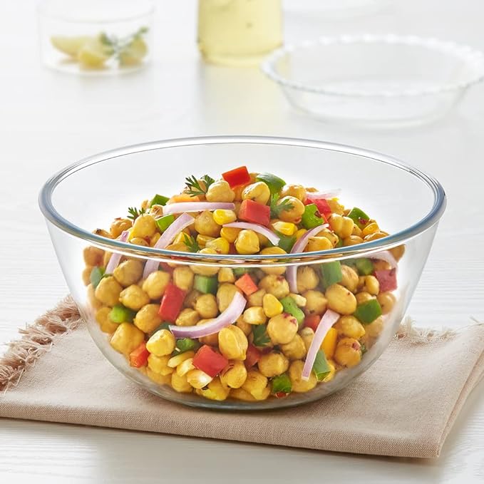 3.5 L Serving & Mixing Borosilicate Glass Bowl, Multipurpose Round Bowl for Kitchen & Dinning