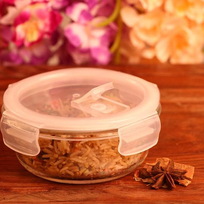 Borosilicate Glass Containers for Kitchen, Storage Box for Kitchen With Air Vent Lid, Set of 1, 380 ml