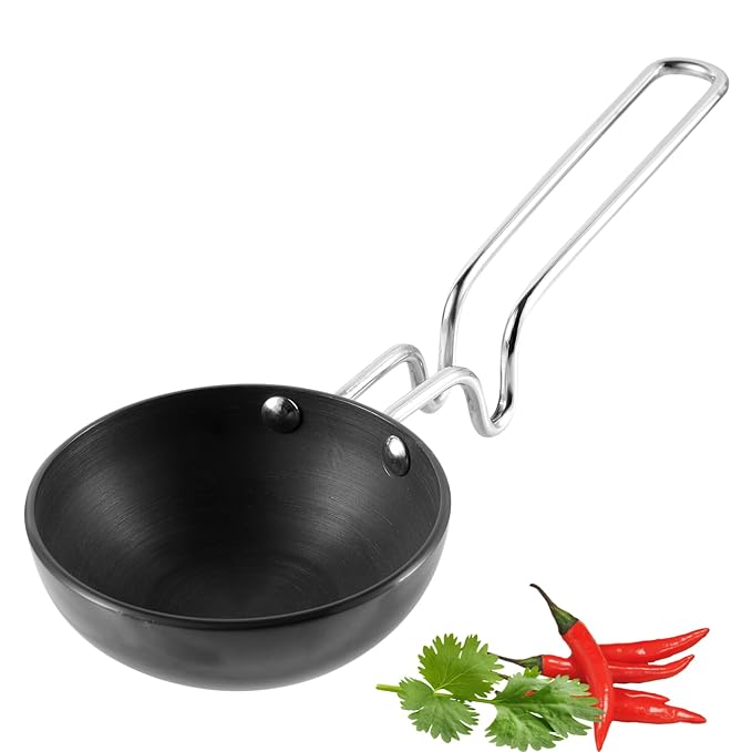 Hard Anodised Tadka Pan - Small, 3.25 mm Thickness, Natural Stick Resistant, Metal Spoon Friendly