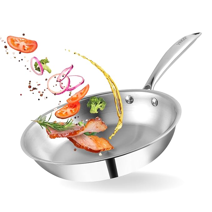 Triply Stainless Steel Frypan 16 cm, 2.5 mm Thick, Steel Pan for Cooking, Scratch Resistant