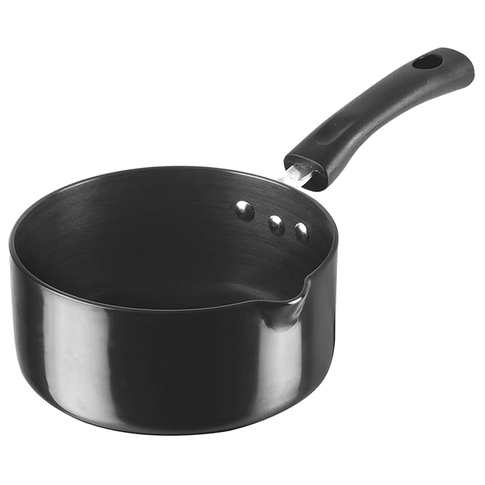 Hard Anodised Saucepan - 1.7 L, 16 cm, 3.25 mm Thick, Easy Pour Spout, Bakelite Handle