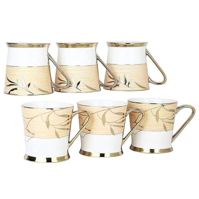 Indian Ceramic Tea Cups 200 ml, Set of 6, Multi-color, Not Microwave Safe