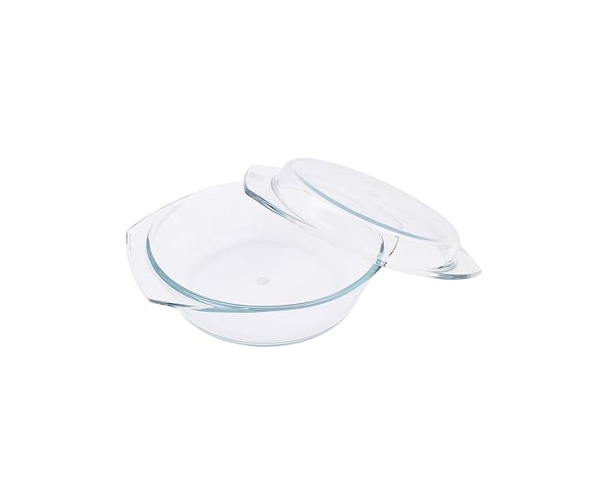 Oven and Microwave Safe Glass Serving Casserole Bowl With Glass Lid, 1.5 L