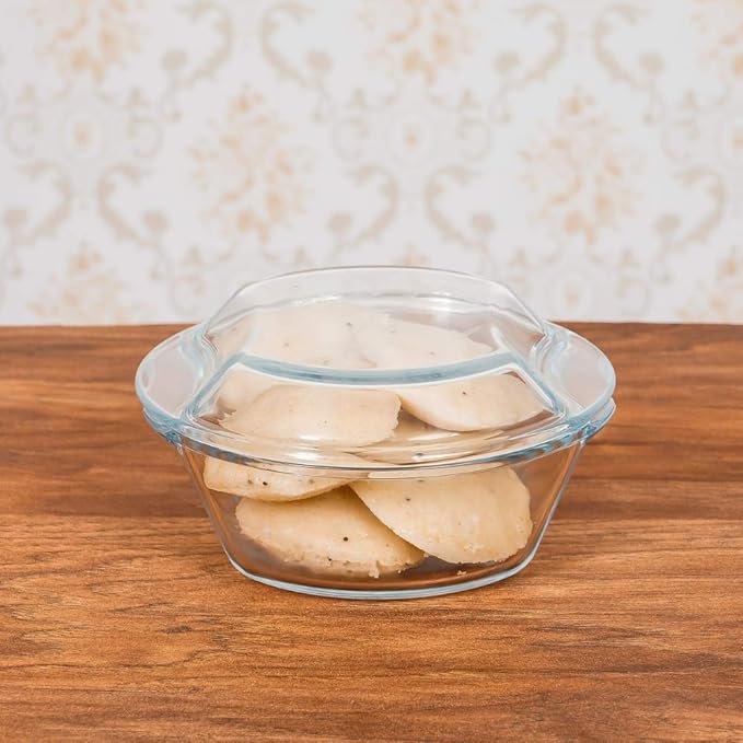 Borosilicate Serving Bowl, Glass Casserole Set, Glass Bowl With Lid, Microwave Safe Bowl Set, Pack of 1