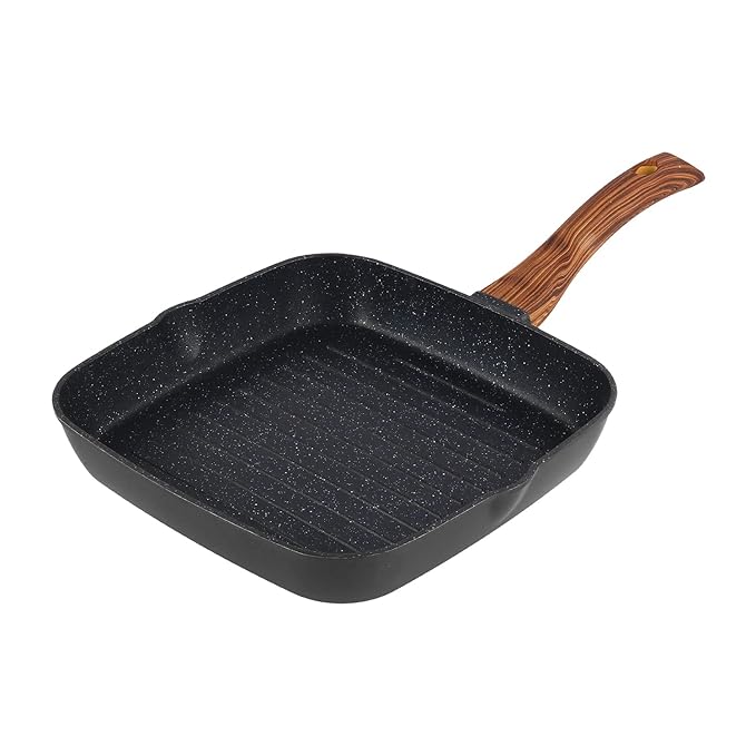 Plus Die Cast Aluminium Grill Pan - 24 cm, Barbeque / Tandoori, 5 mm Thick, 5 layer Coating