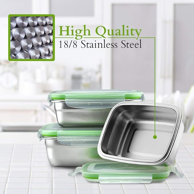 Lunch Box High Steel Rectangle Heavy Duty Airtight Leakproof Unbreakable Storage Container With Lock Lid