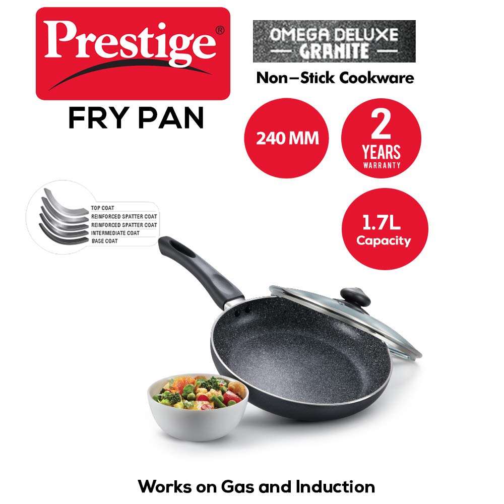 24 cm Granite Fry Pan with glass lid