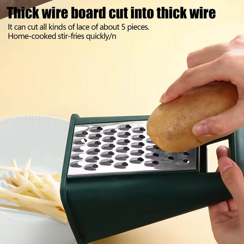 Stainless Steel Box Grater with Handle, Non-Slip Vegetable Slicer & Potato Shredder – Versatile Kitchen Gadget for Cheese, Vegetables, and More(Green)