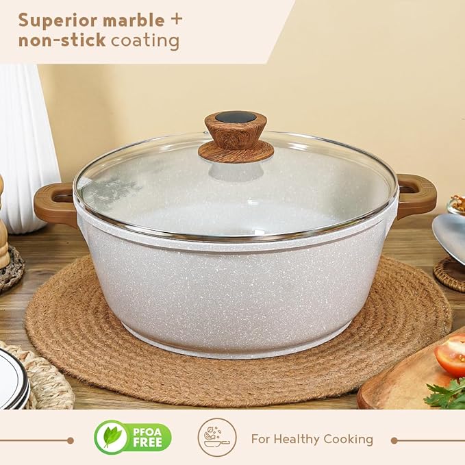 Naturally Die Cast Nonstick 28 cm Casserole With Glass Lid, 5.5 L
