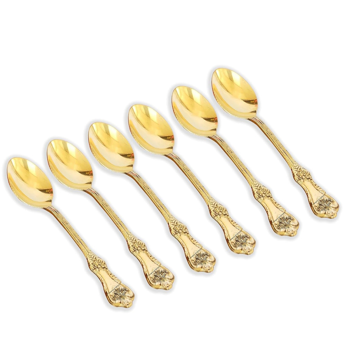 Brass Designer Spoon Tableware Home Hotel Length 6.5 inch (Pack of 6)
