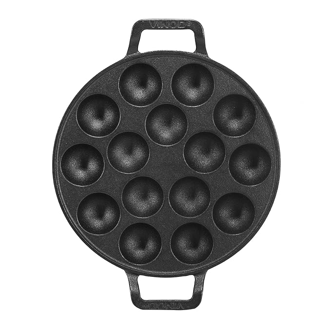 Cast Iron Stick Free Paniyarakkal Pan - 15 Cups, 25 cm
