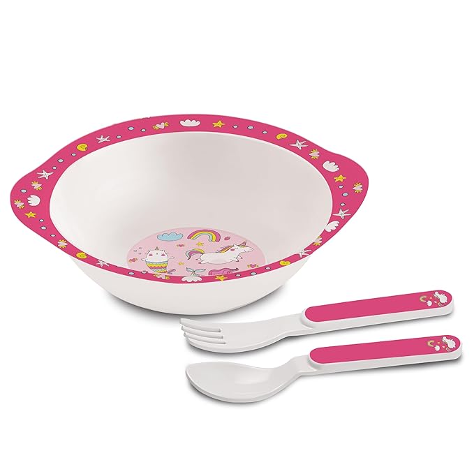 Cereal Bowl Pink Parade Melamine Bowl Set for Kids, Set Of 3