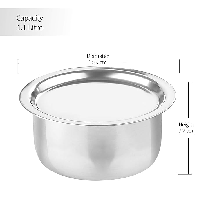 Triply Stainless Steel Induction Tope with Lid, 14 cm / 1.1 L