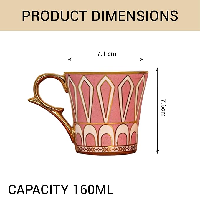 Dropped U Scale Pattern Pattern Golden Tea Mugs Ceramic Tea Cups 6 Pcs Set