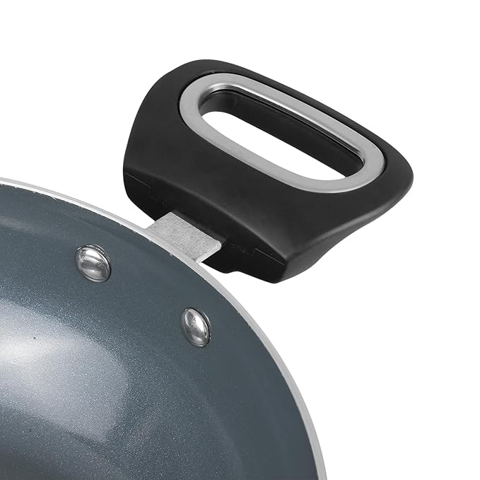 Kadai with Glass Lid - 2.5 L (24 cm), Natural Stick Free Deep Kadhai, Stylish Handle