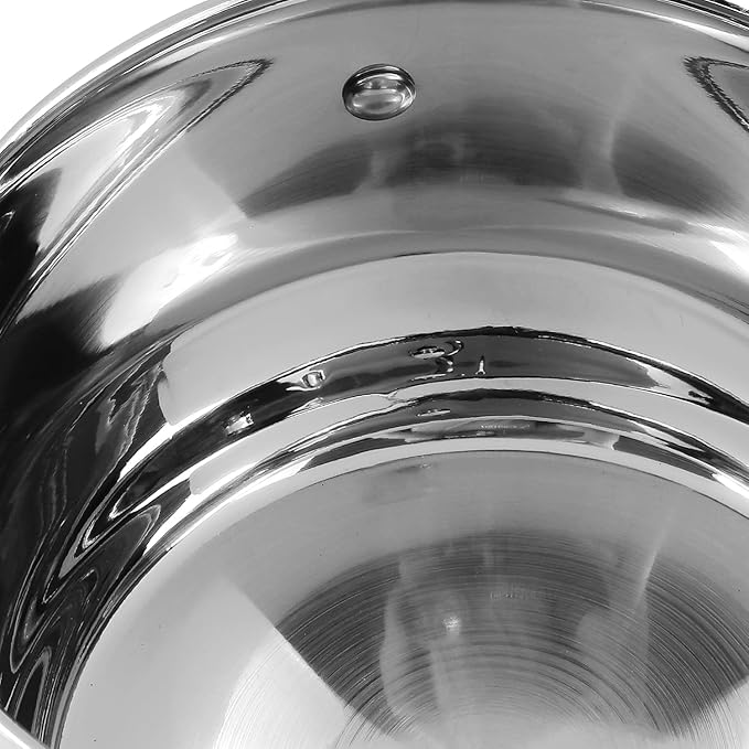 Stainless Steel Saucepot with Glass Lid 2 L, 16 cm, 2.6 mm Thick Base