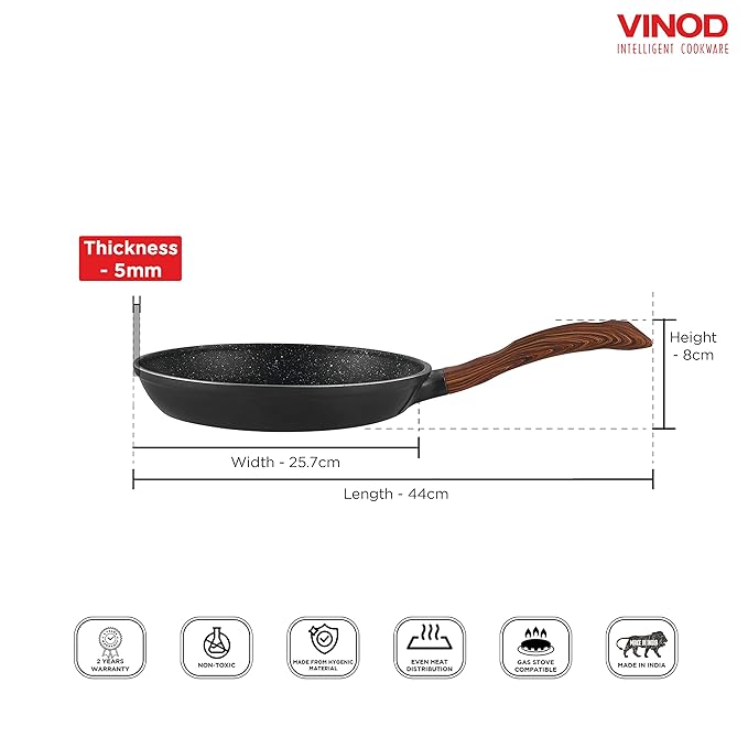 Plus Die Cast Aluminium Frypan - 24 cm, Skillet Pan for Frying, Saute, 5 mm Thick, 5 layer Coating