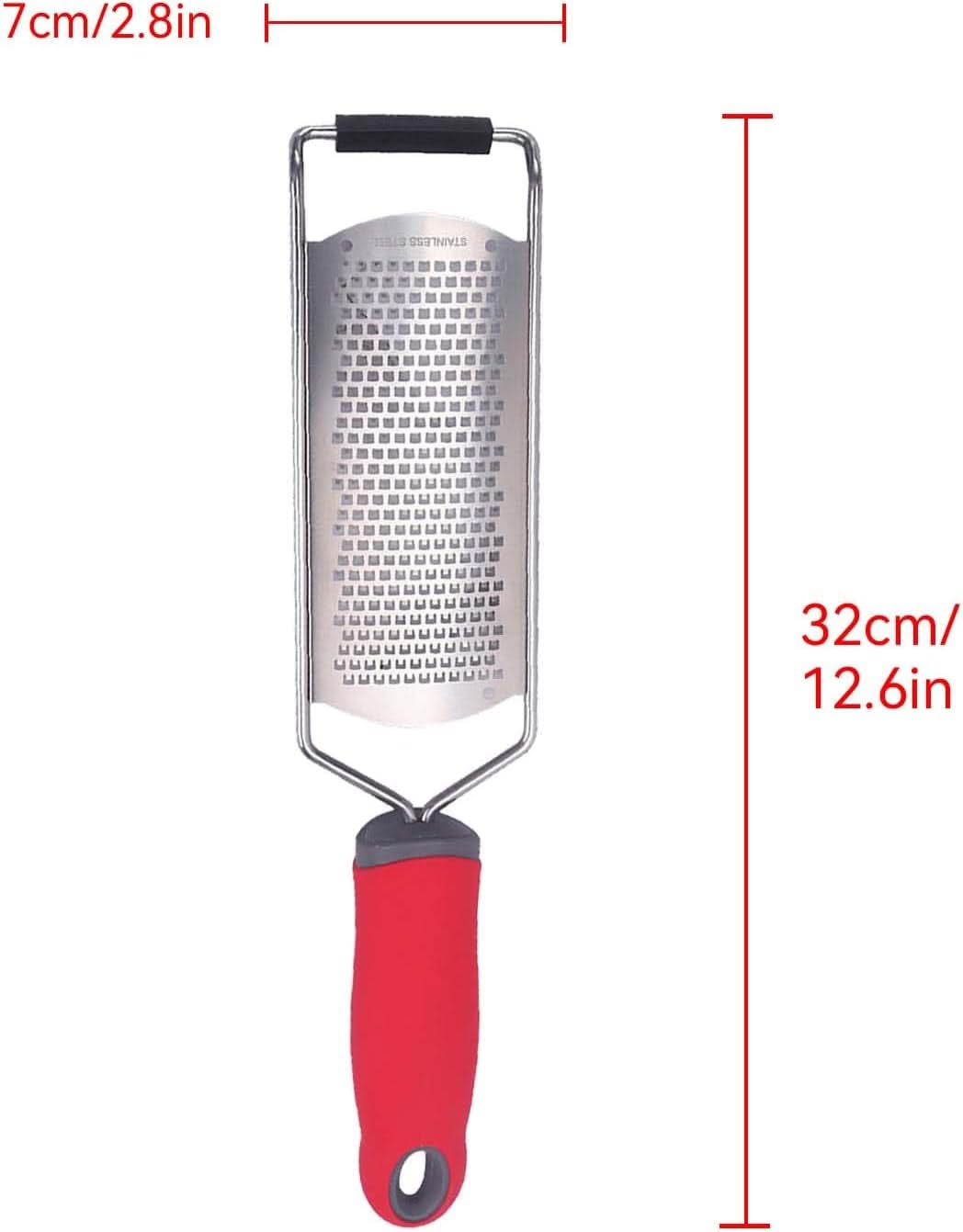 Stainless Steel Kitchen Cheese Grater – Flat Handheld Lemon Zester with Handle, Perfect for Cheese, Chocolate, Potato, Garlic, Ginger, and More
