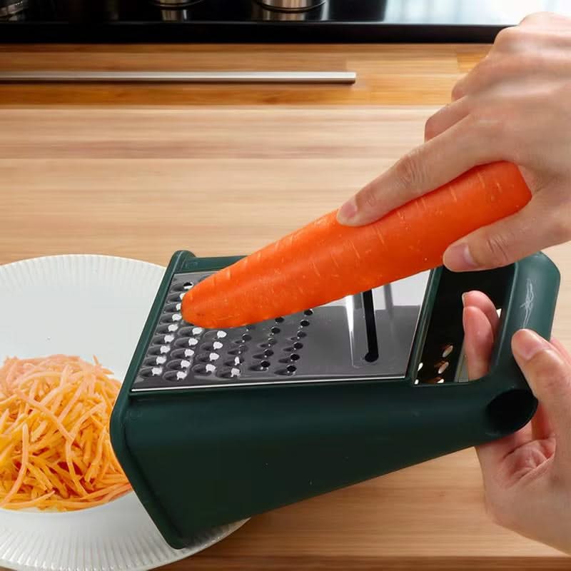 Stainless Steel Box Grater with Handle, Non-Slip Vegetable Slicer & Potato Shredder – Versatile Kitchen Gadget for Cheese, Vegetables, and More(Green)