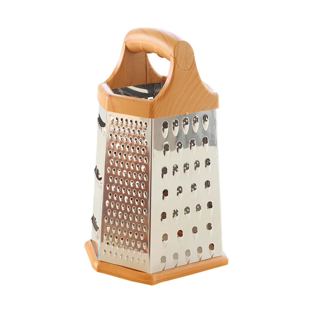 6-in-1 Stainless Steel Box Grater with Handle – Multipurpose All-in-One Shredder for Cheese, Vegetables, and More, Ideal for Grating, Slicing, and Zesting