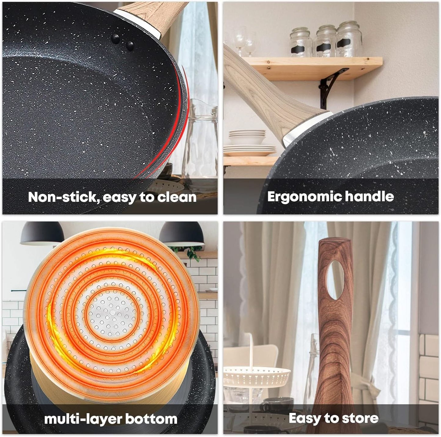 Non-Stick Cast Aluminium Skillet – Sturdy Handle, Anti-Scratch Coating, Available in 20cm and 28cm, Perfect for Induction Cooking, PFOA Free